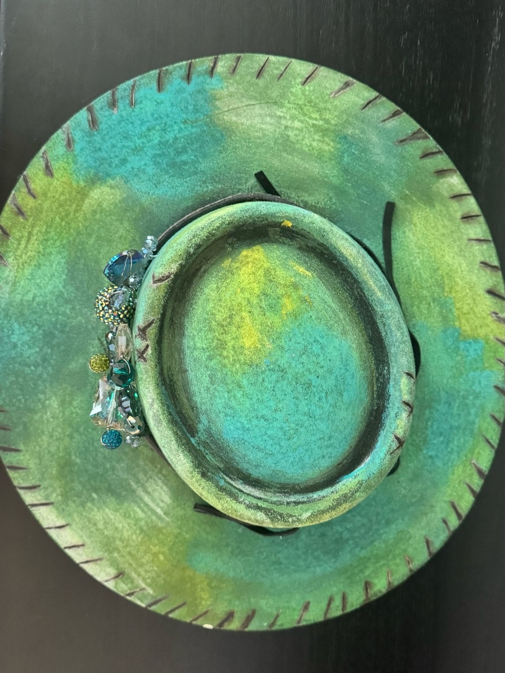 Art by Amy Labbe custom hat with crystal embellishments - Picture 2 of 4